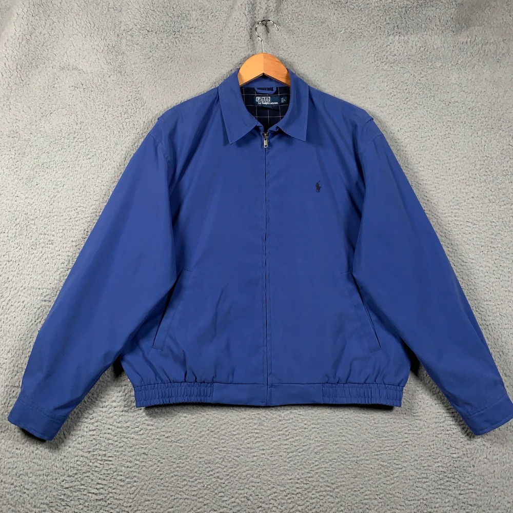 Polo Ralph Lauren Harrington Jacket Men's Large L Blue Zip Bi-Swing Windbreaker